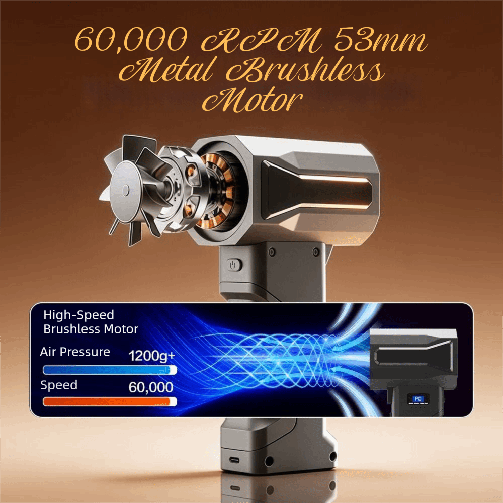Durable Materials Cordless Operation Cordless Handheld Turbo Blower Lightweight Design Ergonomic Grip High Power Mini Air Fan High Performance Motor Compact Portable Dust Blowing Tool Outdoor Use