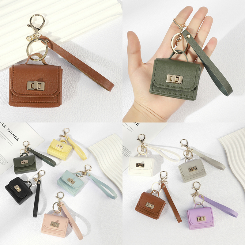 Creative Mini Leather Hangbag Bag Hanging Decoration Versatile Bag Pendant Fashion Coin Purse Keyring Mini Headphone Bag Pendant