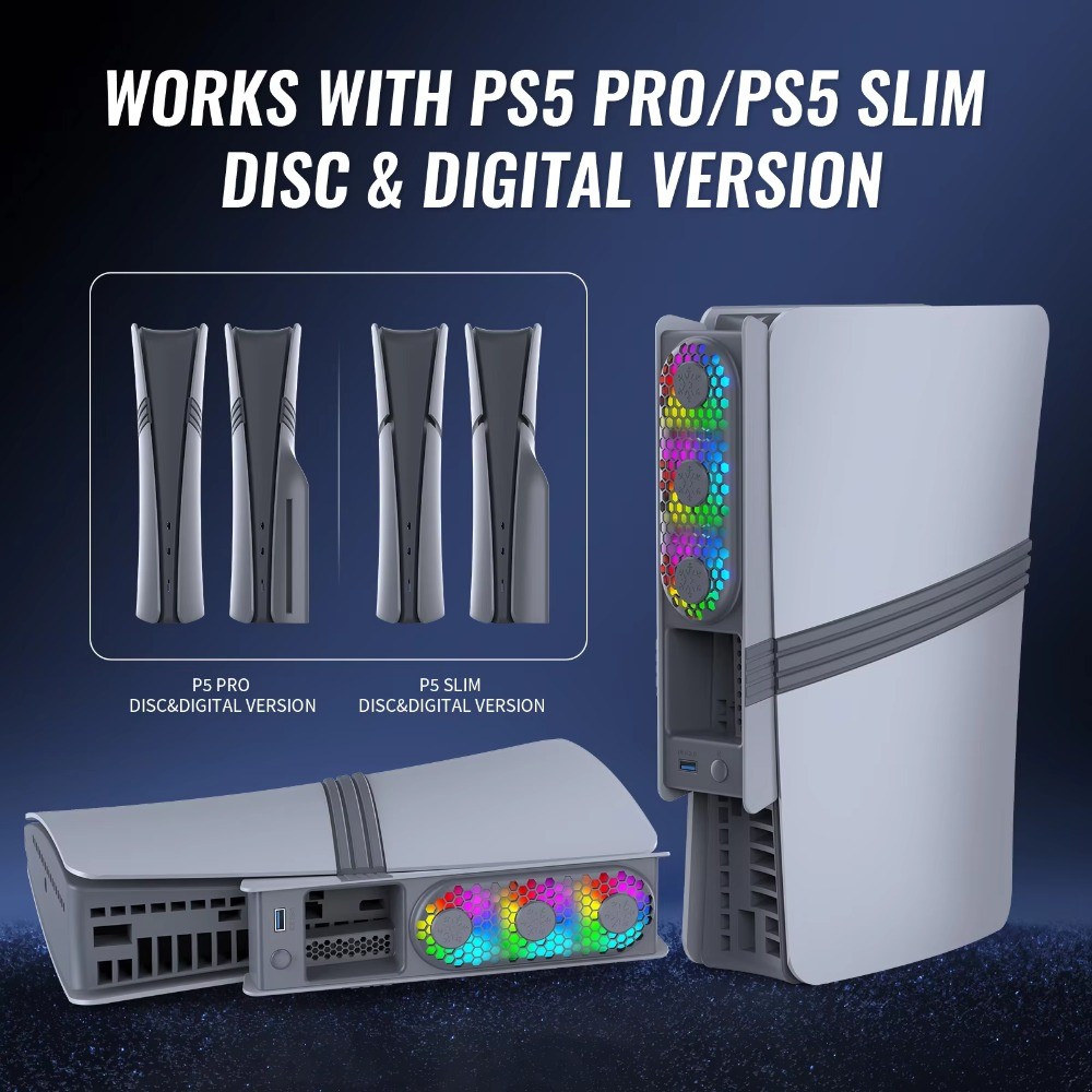 30Th Anniversary Gray Cooling Fan For PS5 Pro/PS5 Slim Cooling Fan External Fan Cooler Quiet Cooler Fan for Playstation5 Pro/Slim Disc&Digital Edition