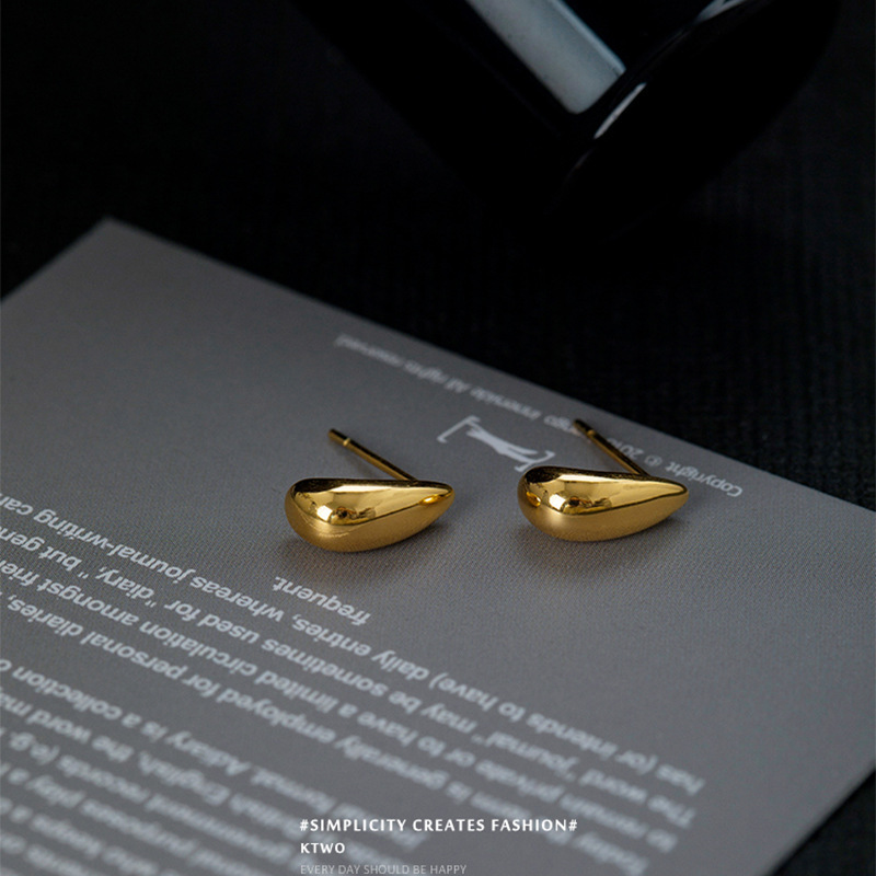 Drops Earrings Ear Studs Women's Light Luxury Niche 18k Gold Plating All-match 2023 New Cold Ear Jewelry
