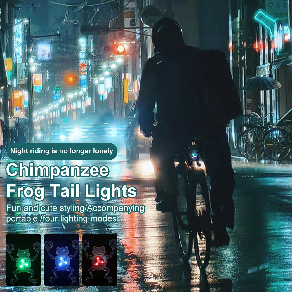 Fun Shape IPX6 Waterproof Frog Shape Bike Tail Light Multiple Modes Wide Range Night Riding Warning Lamp Portable Easy To Install Bicycle Rear Taillight Road Bike