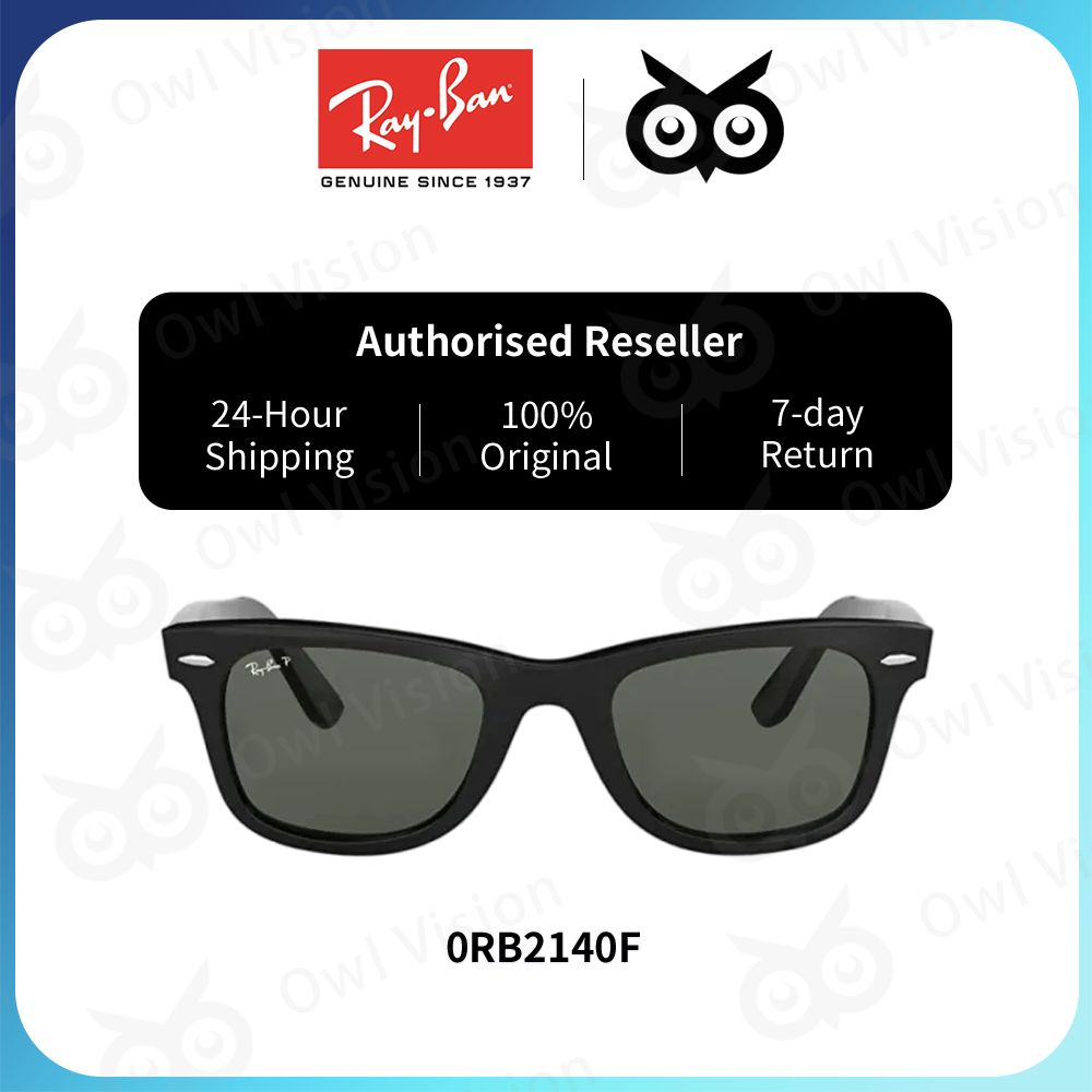 DISICHEN Ray-Ban Wayfarer Square Frame Polarized Sunglasses Unisex Gray Lenses - 0RB2140F 901, Size 54mm