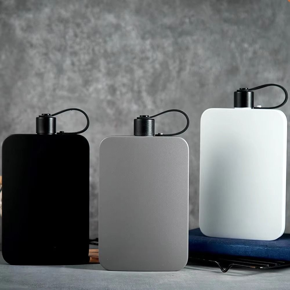 Practical Large Capacity Flask Square Shape 500ml Bottle Thick Wall 304 Stainless Steel Flat Kettle Camping Gear