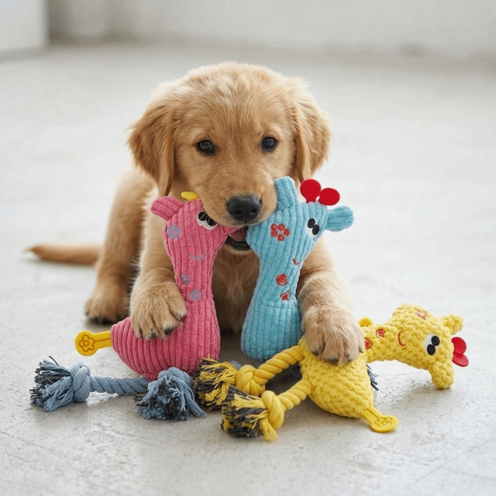 Pet Friendly Bite Tough Dog Toy Soft Plush Animal Shaped Plush Toy Sturdy Build Vibrant Color Squeaky Toy Indoor Play