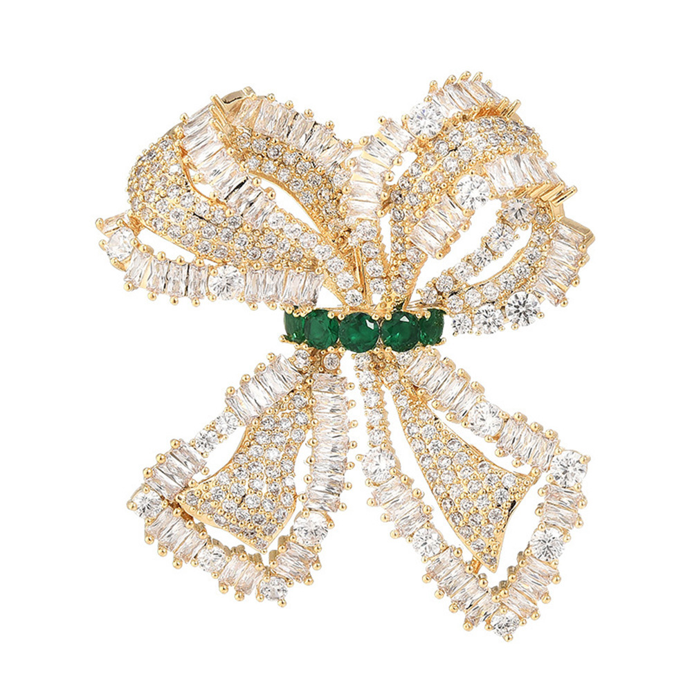 Zhitian Luxury 2024 Trendy Crystal Vintage White Crystal Bowknot Brooches for Women Luxury Design Elegant Casual Office Brooch Pins for Girls