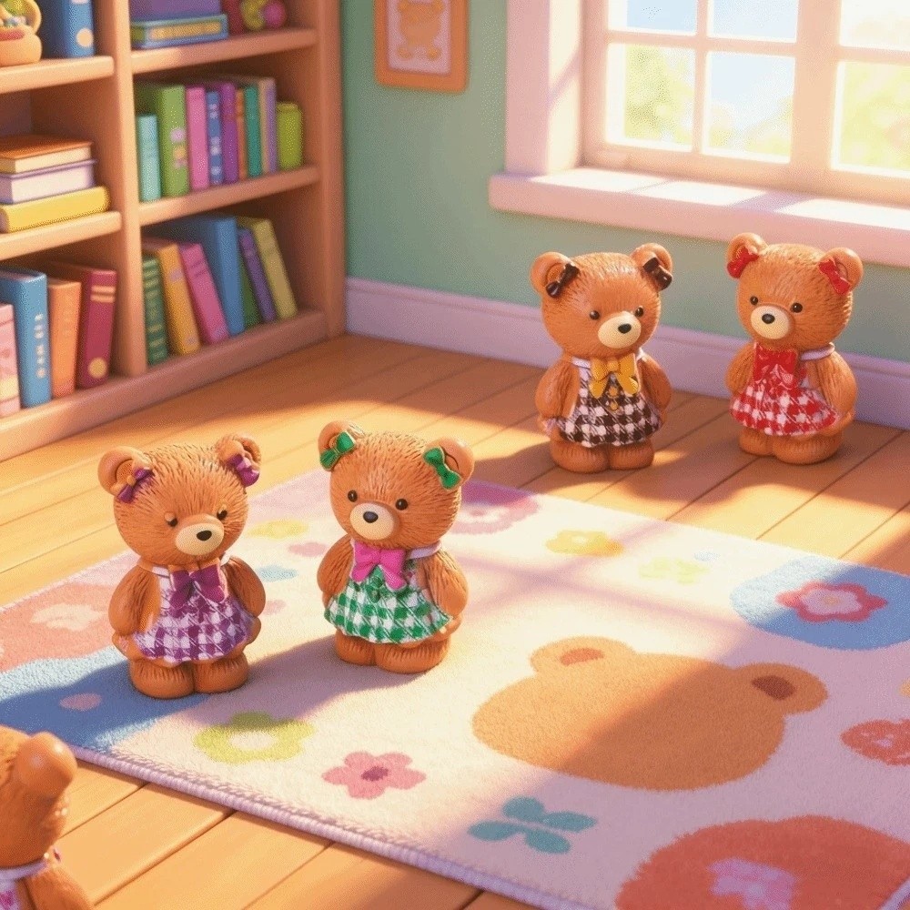 5pcs Cute Resin Apron Bear Decorations Cartoon Creative Little Bear Figurine Mini Funny Bear Ornaments Desktop Use