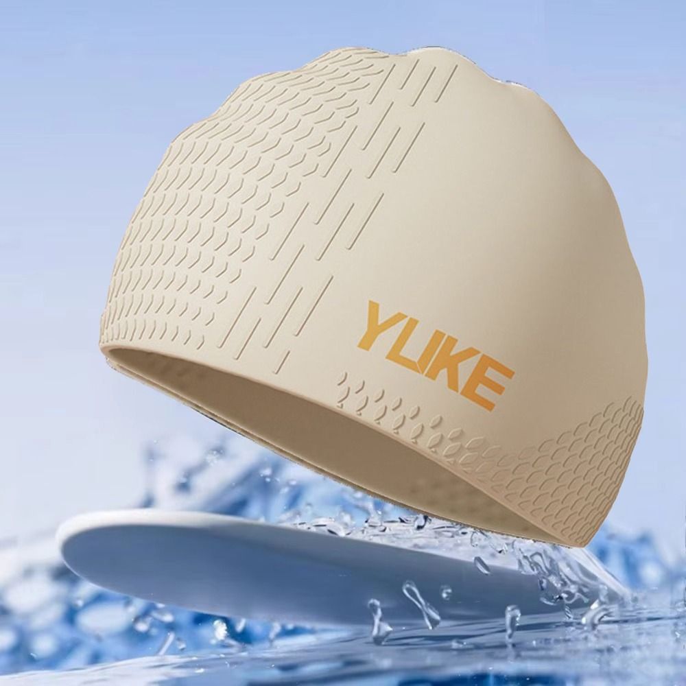 Beach Swimming Cap Solid Color Swimming Hat Lightweight Elastic Silicone Swimming Cap Breathable Long Hair Printed Swimming Cap Water Sports