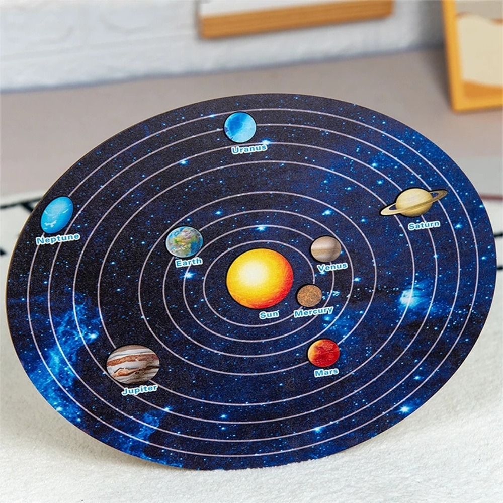 Cognition Learning Universe Planet Matching Science Boy Girl Solar System Puzzle Jigsaw Tray Wooden Puzzle Planet Puzzles
