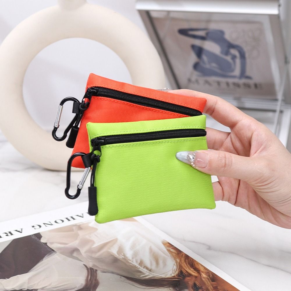 Portable Ox Cloth Coin Purse Solid Color Zipper Small Item Bag Coin Purse Card Bag Card Storage Bag Women