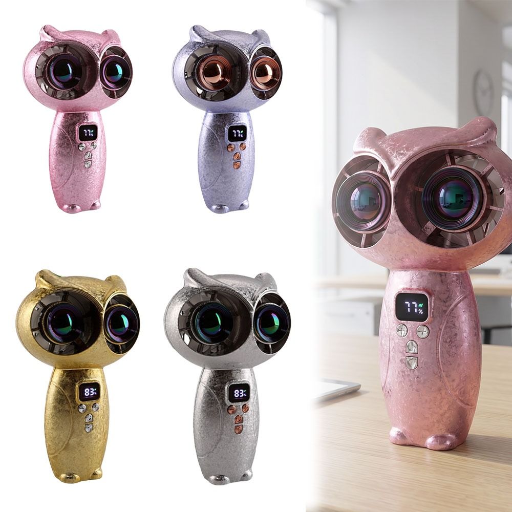 Portable Turbo Mini Handheld Fan Quiet Strong Wind Portable Turbo Fan Handheld Owl Shaped Personal Cooling Fan for 3000mAh Outdoor Travel