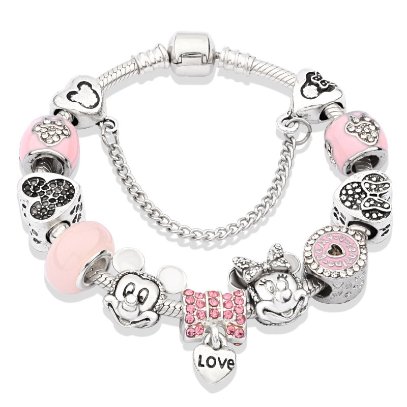 【Exclusive Dripping Pandora Inlay Mickey Minnie Bracelet DIY Pendant Cute Cartoon Bracelet