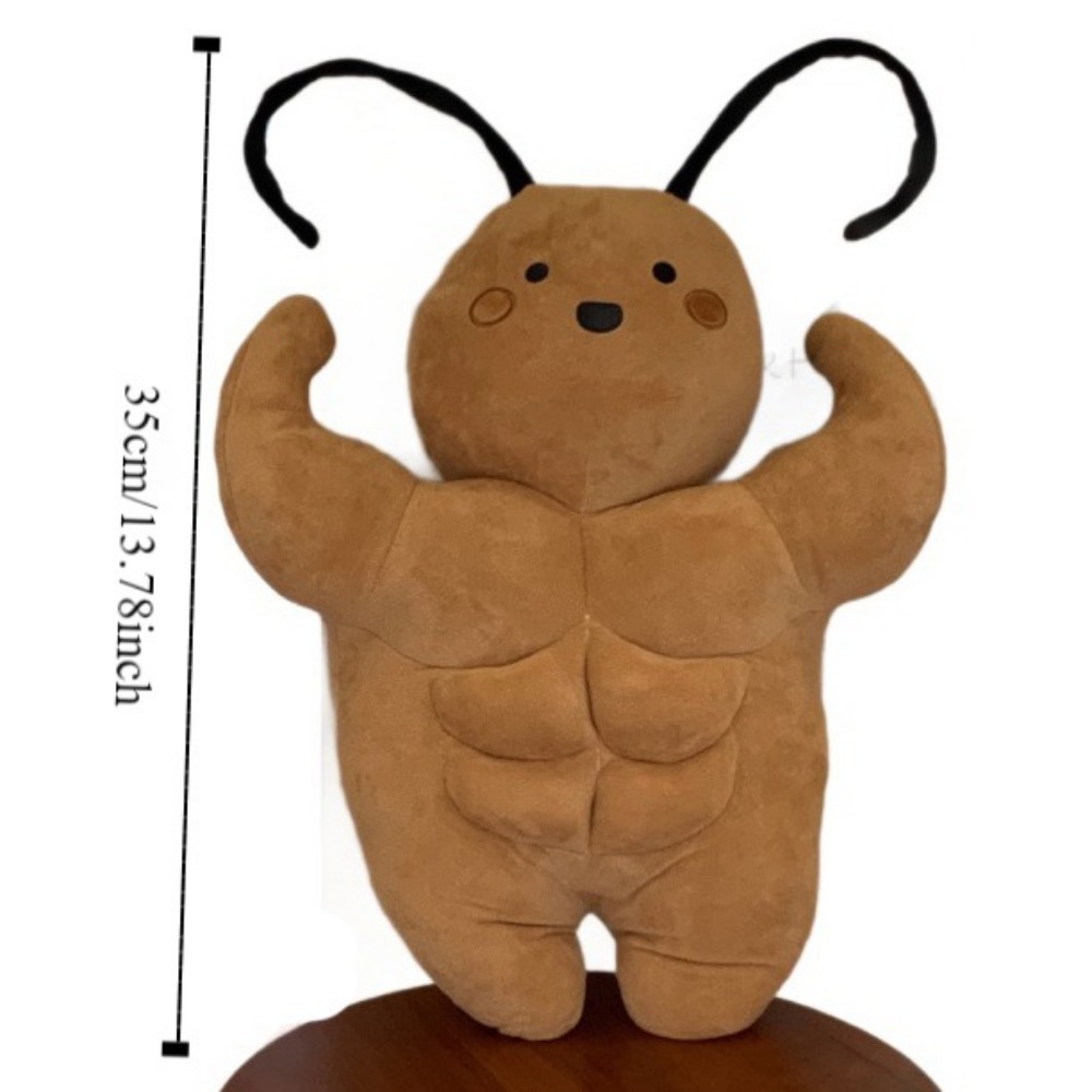 Kawaii Abdominal Muscles Cockroach Plush Toys Big Chest Funny Muscle Cockroach Doll Y2K Cartoon Cockroach Stuffed Dolls Kids