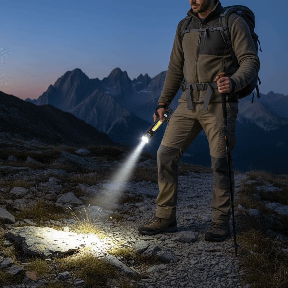 Powerful Magnet Bottom Portable LED Flashlight Handheld Red Light Mini Camping Lamp Long Lasting Waterproof Emergency Lighting Fishing