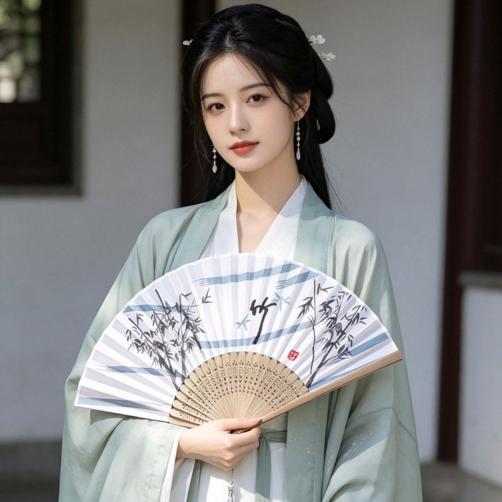 Vintage Chinese Style Tassel Folding Fan Swallow Lotus Bamboo Fan Butterfly Weeping Willow Handheld Fan Birthday Party