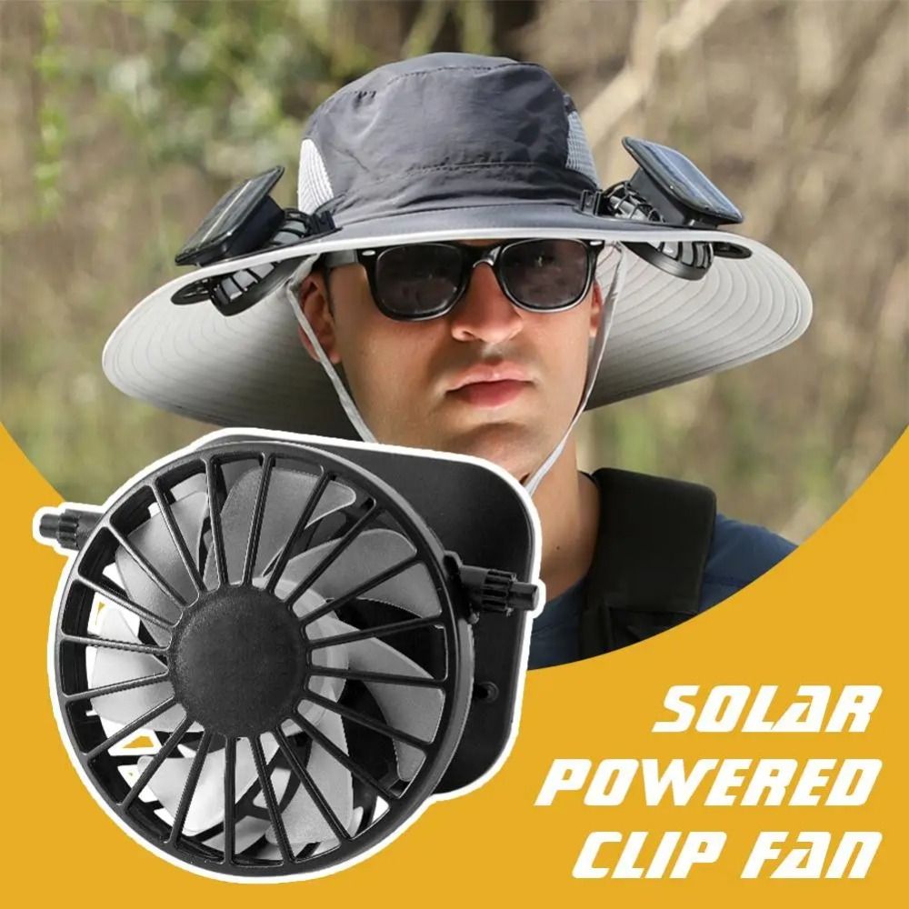 Unisex Portable Solar Powered Fan Small Mini Cooling Fan Lightweight Rechargeable Mini Clip on Fan Backpacking