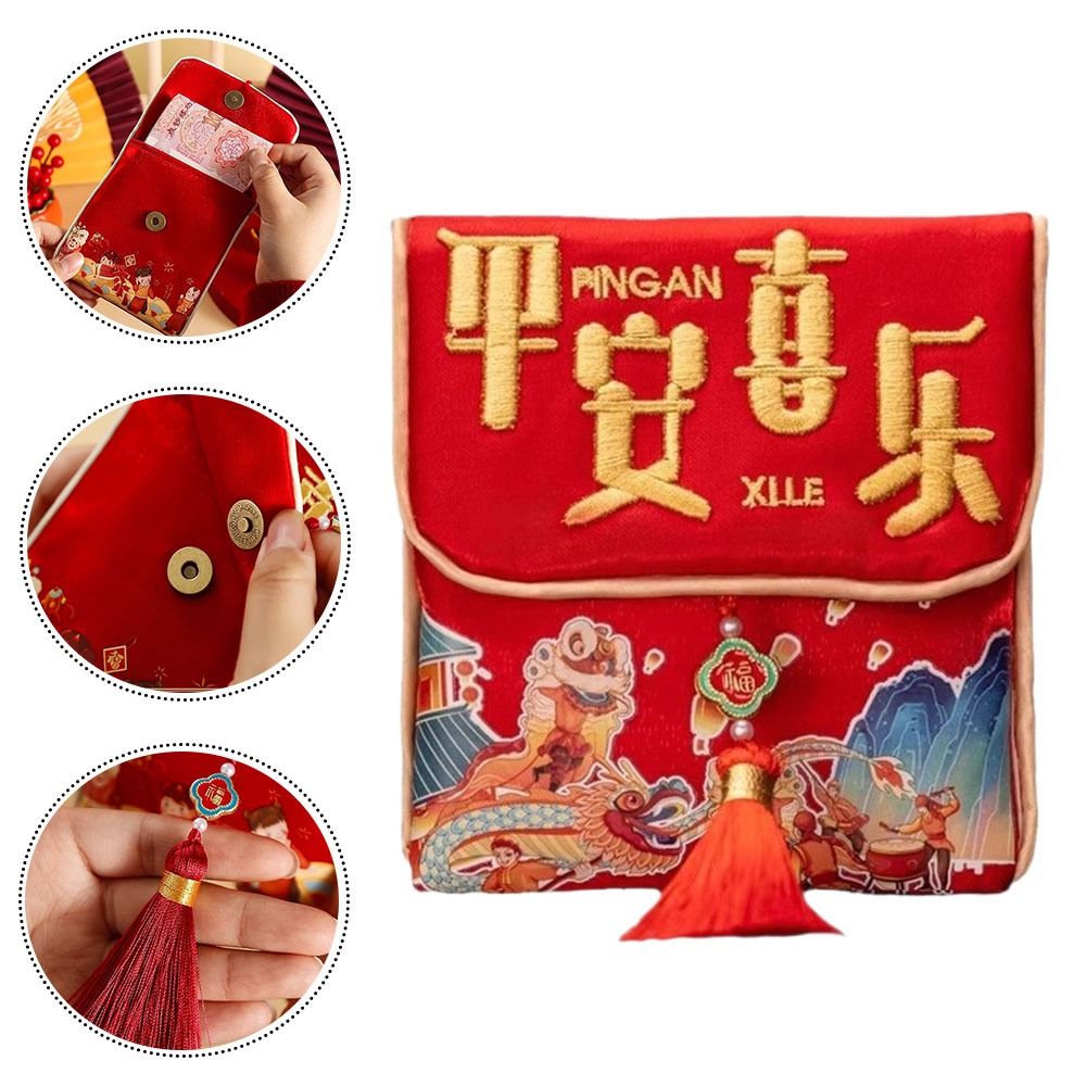 Portable Traditional New Year New Year Pocket Bag Good Lucky Blessing Cloth Chinese Red Envelope Lucky Money Bag Party Supplies