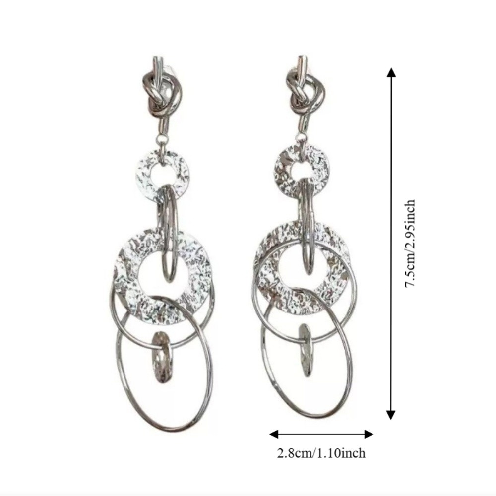 Creative Simple Round Hollow Earrings Multi-layers Knot Tassel Dangle Earrings Long Chain Pendant Earrings Women
