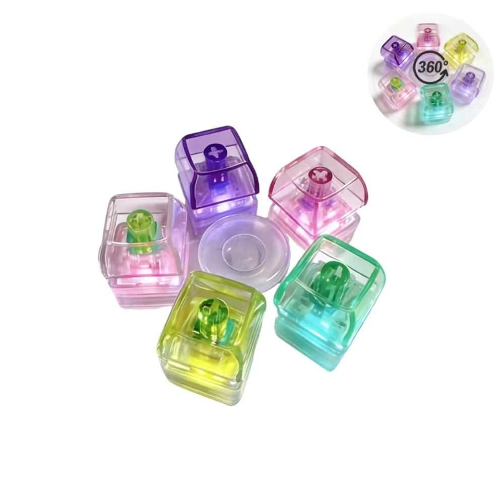 Anxiety Eliminator Transparent LED Keyboard Spinner Rotatable Light Emitting Fingertip Gyro Clicker Portable Clickable Fidget Button Toy Party Favors