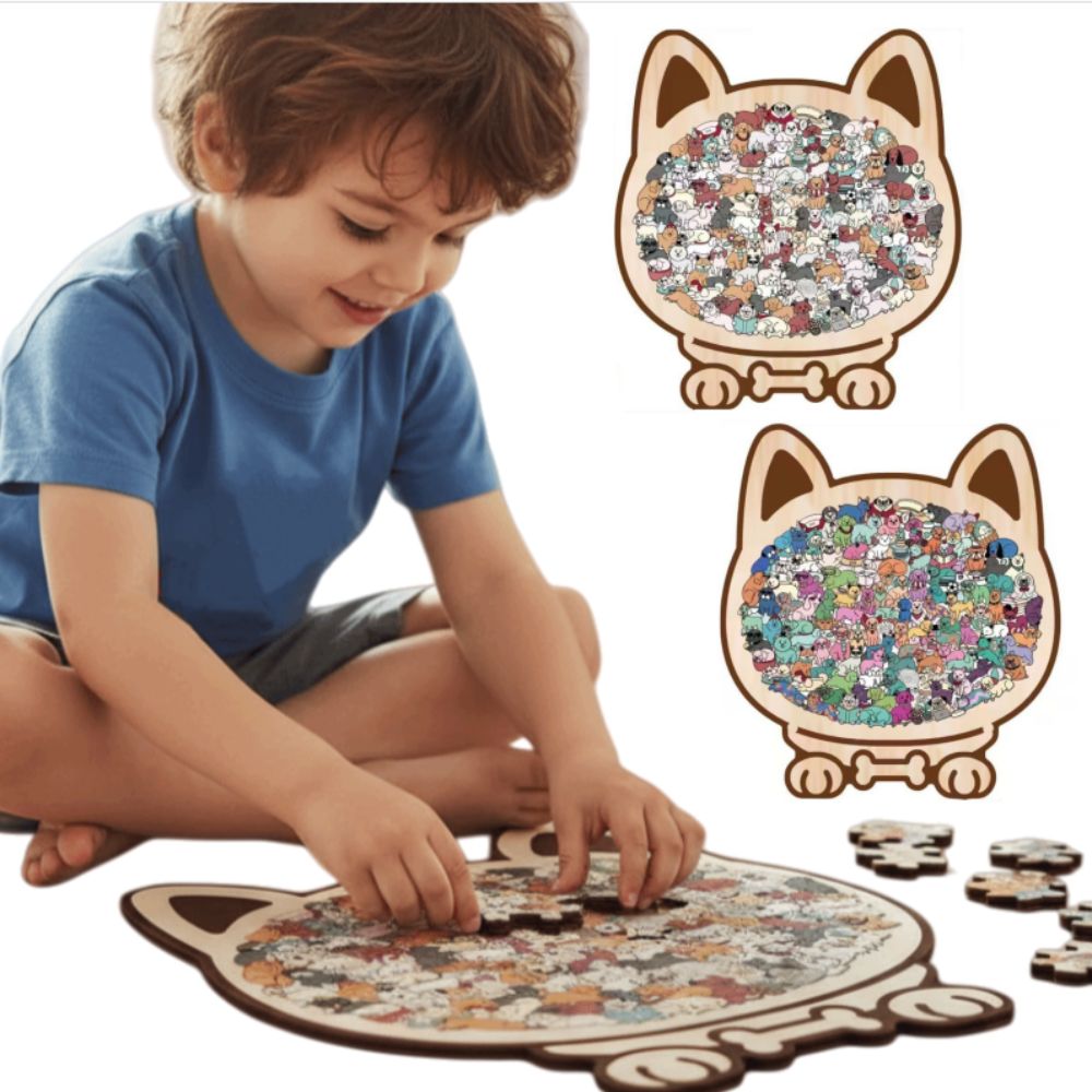 Dog Lovers Animal Shape Dog Shaped Puzzle Early Education Fun And Difficult Puppies Wooden Puzzle Jigsaw Home Decor Children's Puzzle Birthday Gift