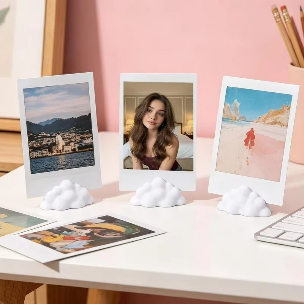 3pcs Cute Design Cloud-Shaped Photo Holders Funny 3D Printed Desktop Ornaments Decorations Photo Display Racks Home Use
