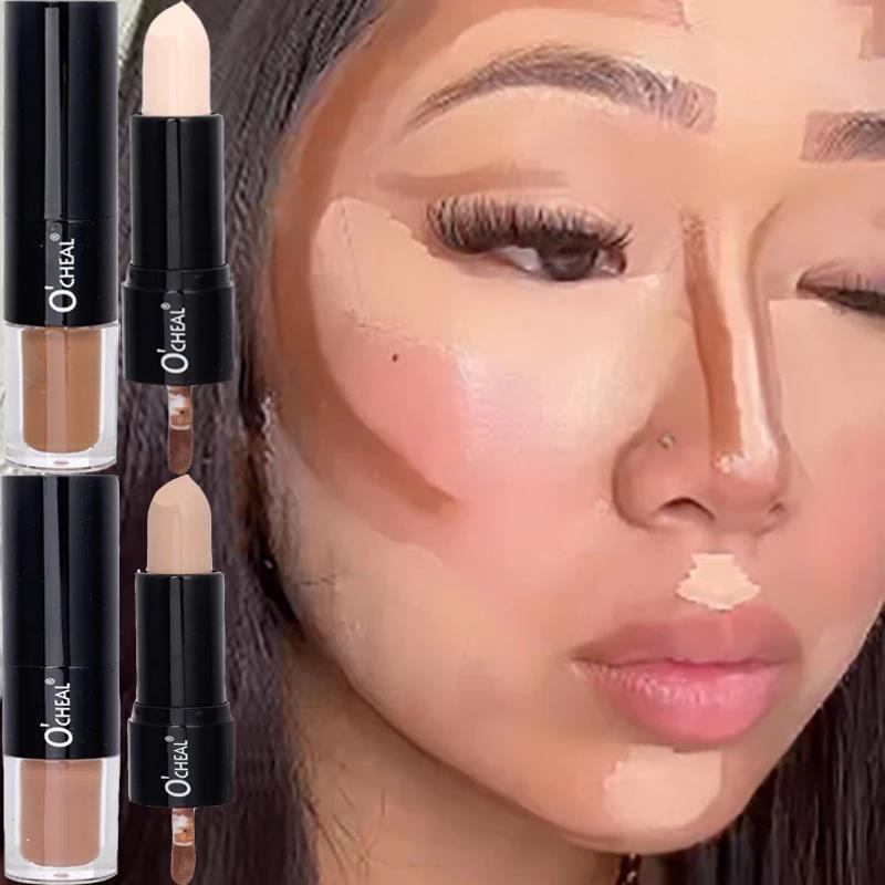 Yuanyan Waterproof Bronzer Contour Stick Concealer Highlighter Shadow Stick Double-headed Contouring Brighten Face Body Makeup Cosmetic