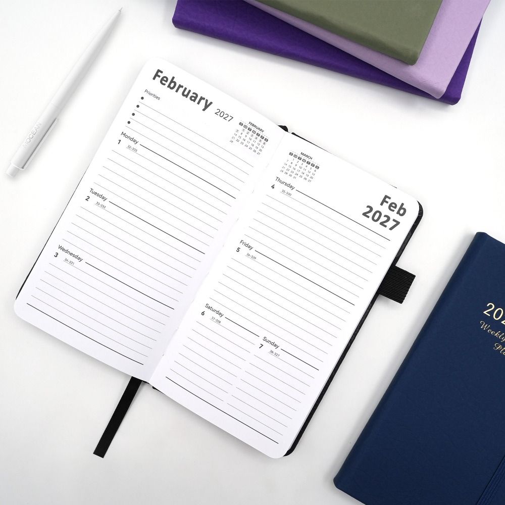 Academic Weekly Agenda English 2026 Schedule Planner Notepad Pu Full English Pages To-do List Notebook Portable Bookmark Agenda Planning Notebook Student