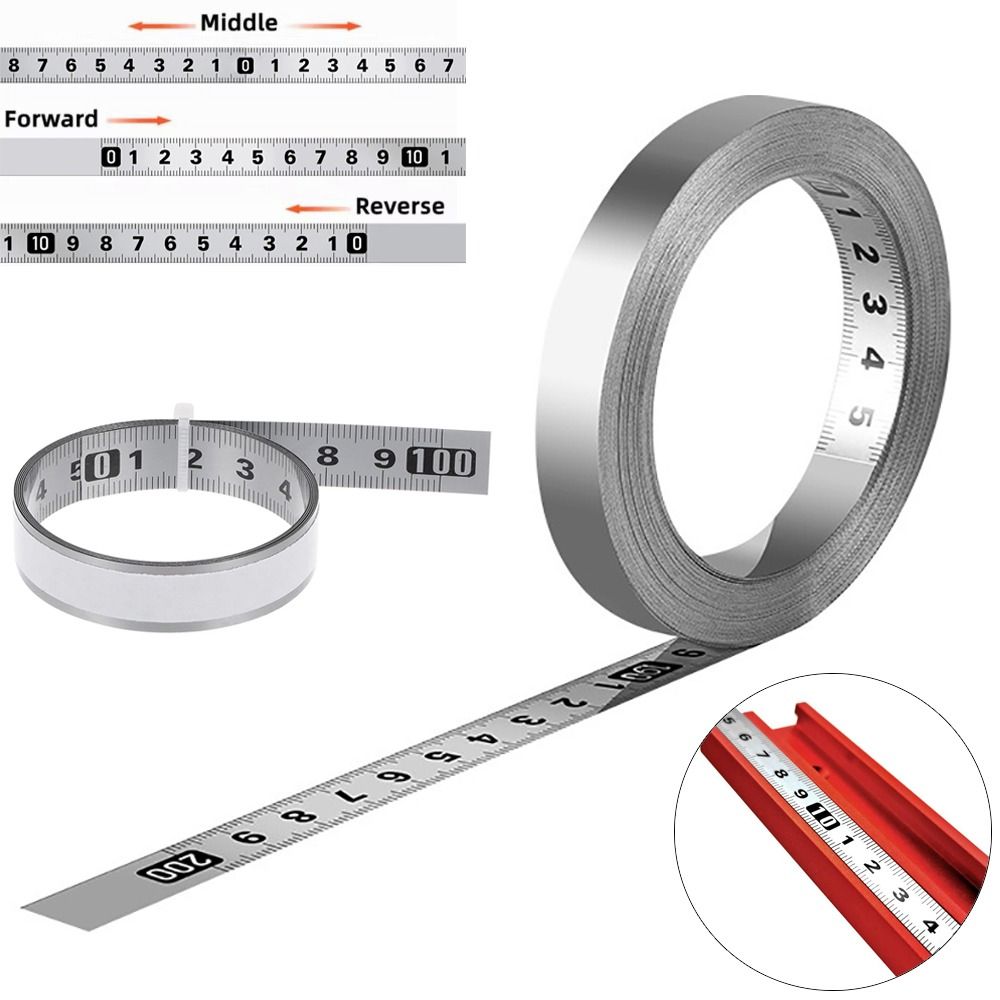 High Quality Self-Adhesive Measuring Tape Stainless Steel 1/2/3 meters Metal Tape Measure 12MM Width Workbench Ruler