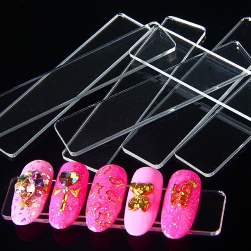 50pcs False Nail Display Show Stand Clear Rectangle Holder Strip Practice Tool