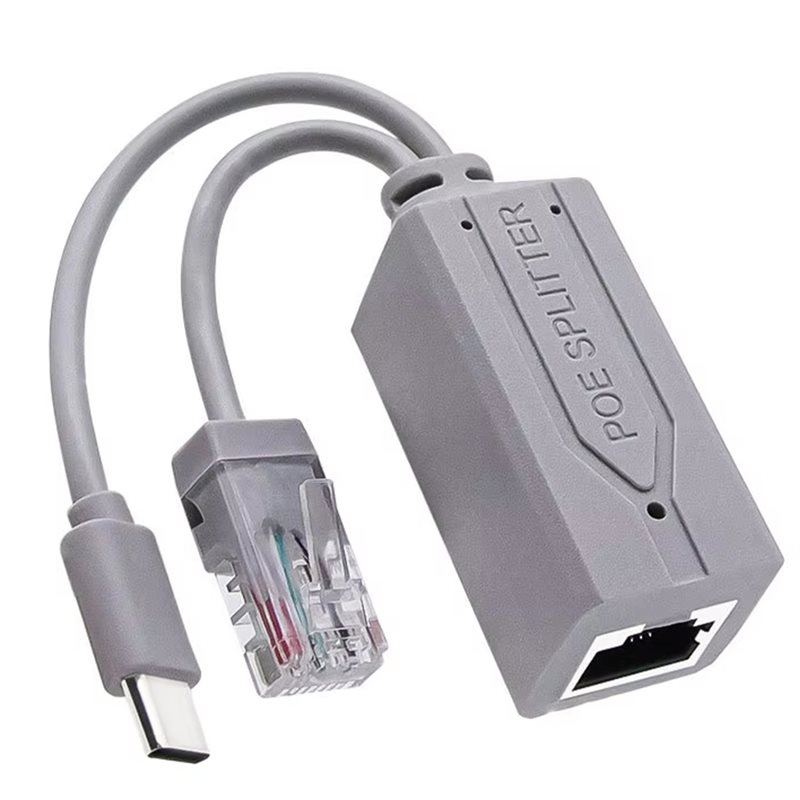 100Mbps Poe Splitter USB-C Power Splitter for Security Cameras Power Supply Converter Cord Waterproof