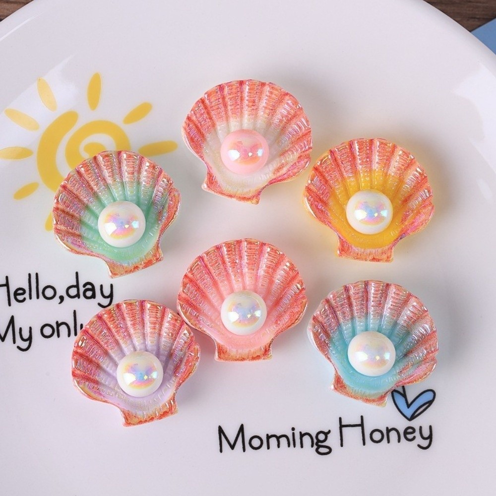 6pcs Colorful Ocean Inspired Resin Shells Accessories Mini Jewelry Making Charms Shiny Cute DIY Accessories Earrings Decoration