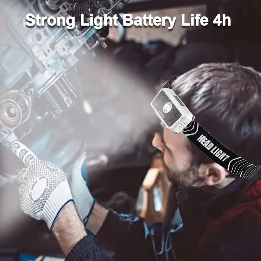 Night Vision Rechargeable LED Headlamp Mini Portable White, Black Rechargeable Headlamp Adjustable Beam Lightweight Hands Free Headlamp Running