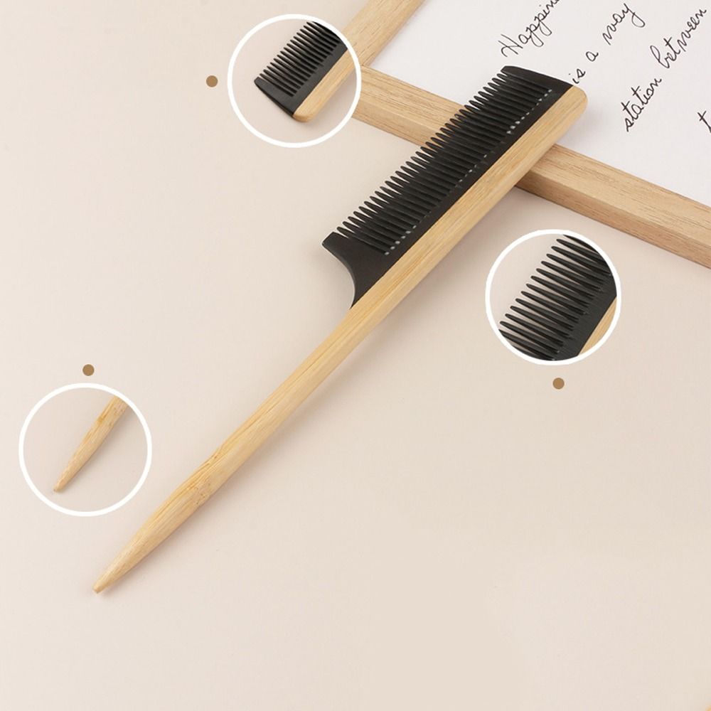 Fashion Eco-friendly Bamboo Wood Hair Comb Salon Anti Tangling Pointed Tail Comb Portable Hairdressing Smooth Comb for Gift