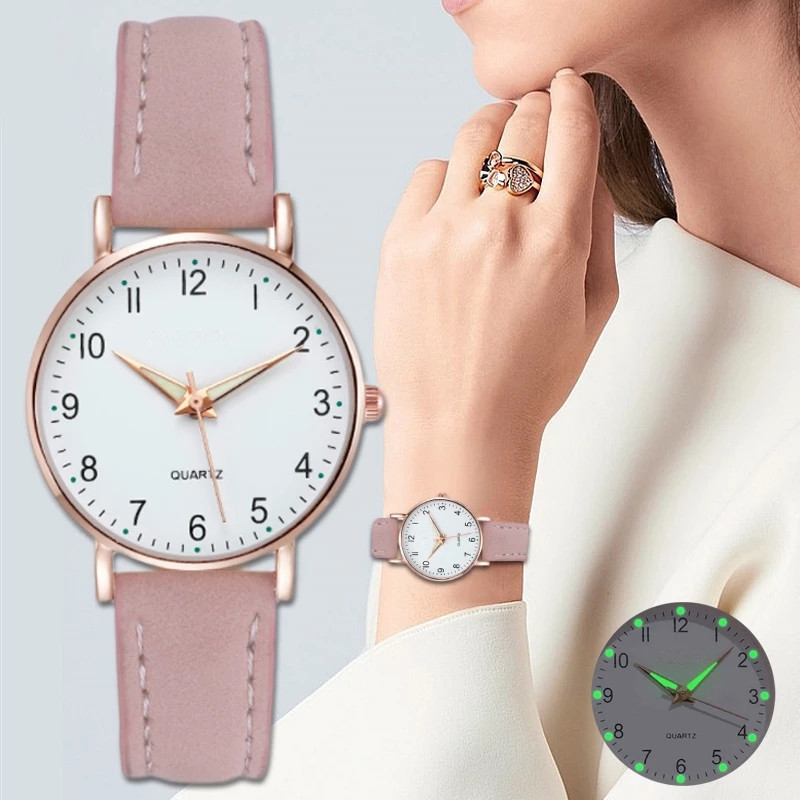 【Special offer】New Minimalist Digital Men and Women Student Glow-in-the-Dark Watch with Fresh Style Sandpaper Leather Casual Watch for Ladies Quartz Watch