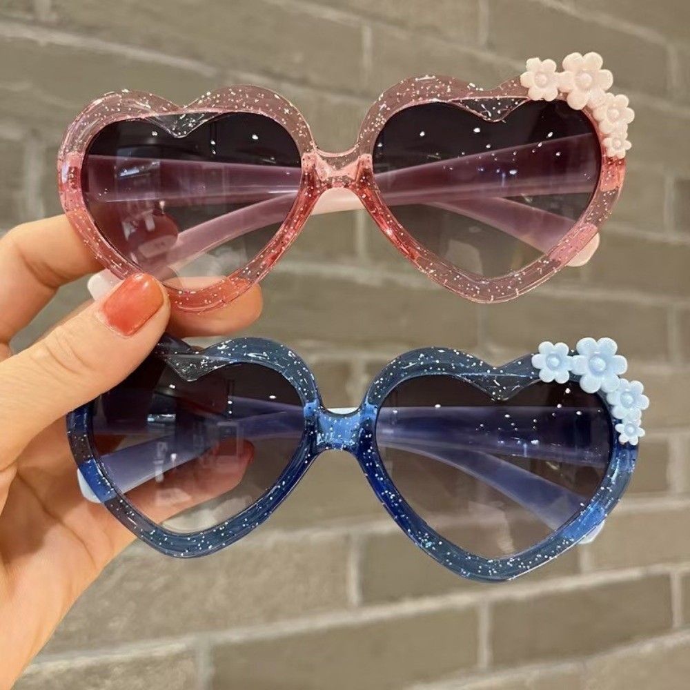 Sweet Heart Shape Cartoon Flower Sunglasses Cute Pattern UV-blocking Children Sunglasses Lovely Kids Eyewear Outdoor Use