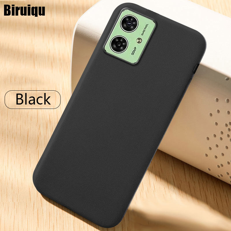 Biruiqu For Motorola Moto G54 Shockproof Anti Slip Soft TPU Sandstone Matte Back Case Cover