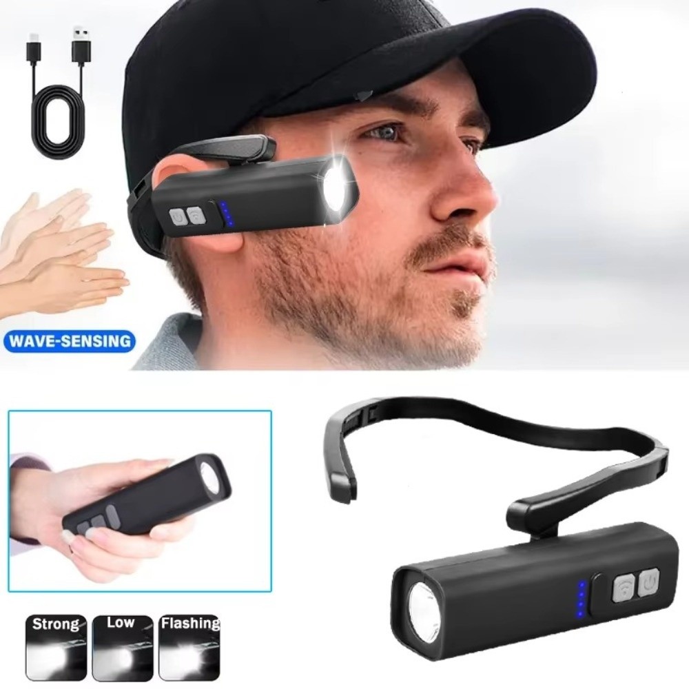Multifunctional Removable Ear Clip Headlamp Waterproof 3 Lighting Modes Ear Hook Headlight Super Bright Rechargeable LED Flashlight Camping
