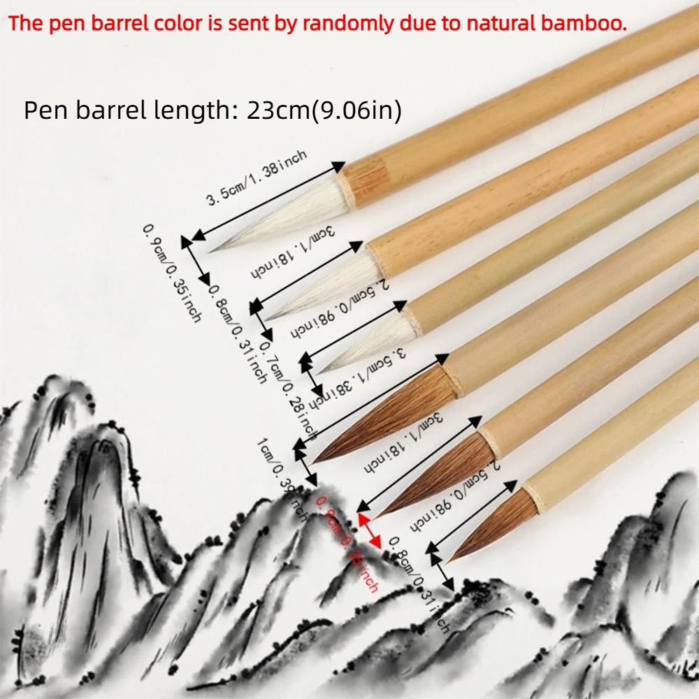 Traditional Oil Watercolor Chinese Calligraphy Brush Oil Painting Bamboo Scriptures Writing Brush Wolf Hair Art Paint Brush Watercolor