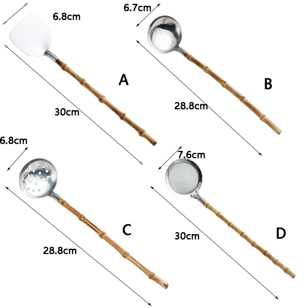 Tableware Japanese-style Bamboo Handle Colander Anti-scald 304 Stainless Steel Soup Scoop Long Handle Tablespoon Hot Pot