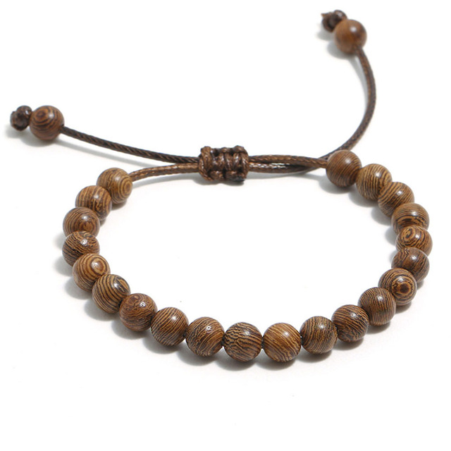 【Exclusive Discount】Vintage Black 8MM Wooden Beads Bracelet For Meditation Buddha Charm Bracelets Homme Wo Healing Balance Payer Jewelr