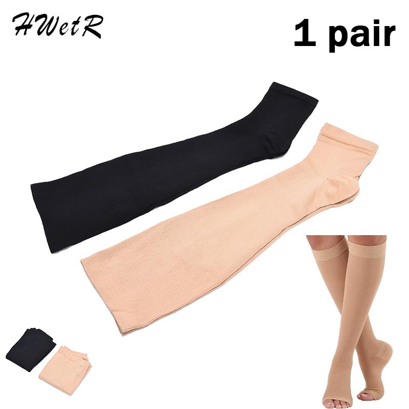 Wenefang Fashion 1pair Comfortable Below Knee Support Stockings Varicose Vein Circulation Leg Calf Compression Sock For Women Men