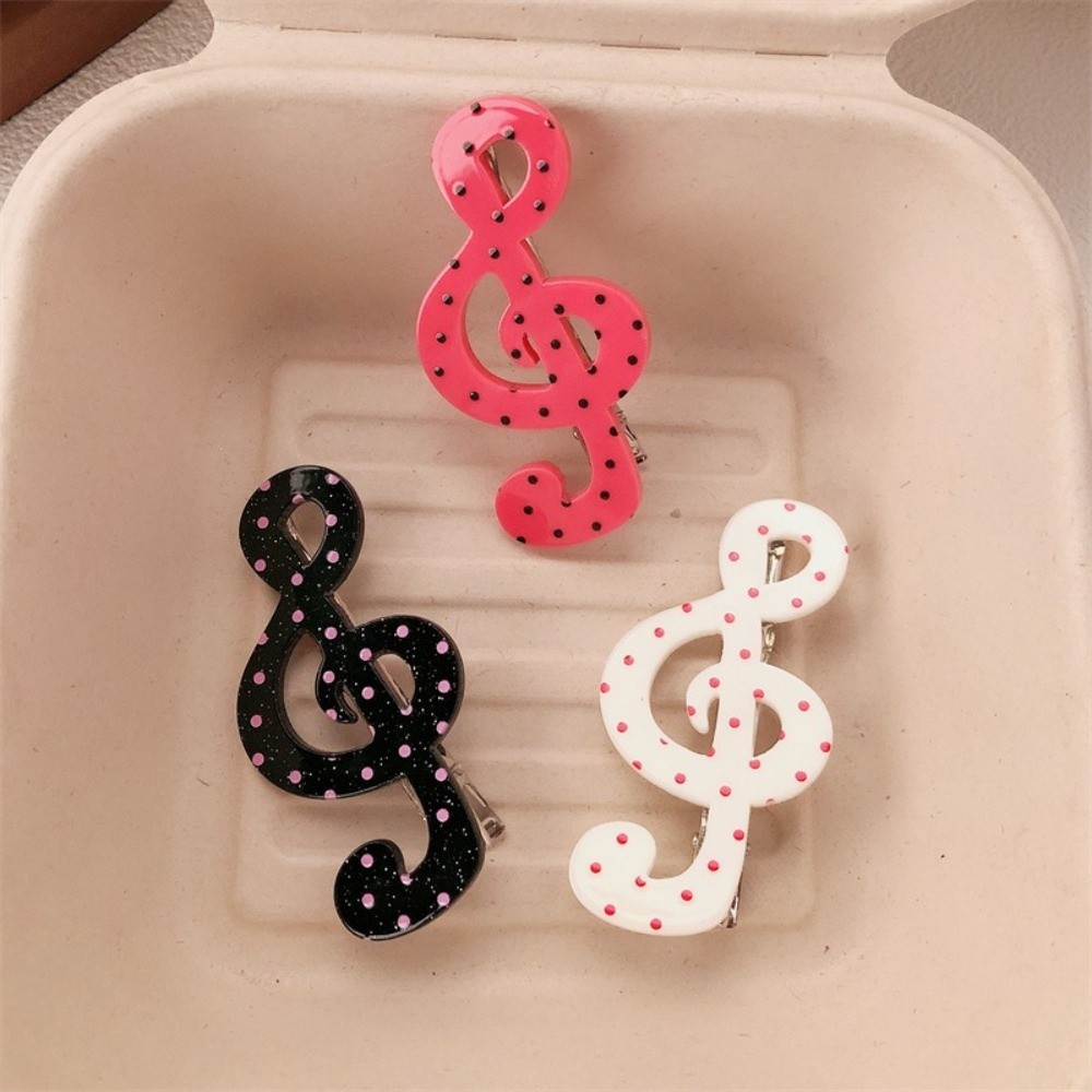 Handmade Acrylic Musical Note Hairpins Creative Sweet Polka Dot Hair Clips Elegant Anti Slip Striped Hair Barrettes Fashionable