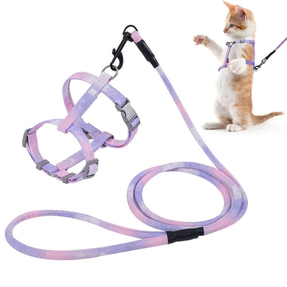 Pet Supplies Adjustable Cat Harness and Leash Set Gradient Escape Proof Pet Harness Soft Lightweight Cat Collar Lead Leash Outdoor