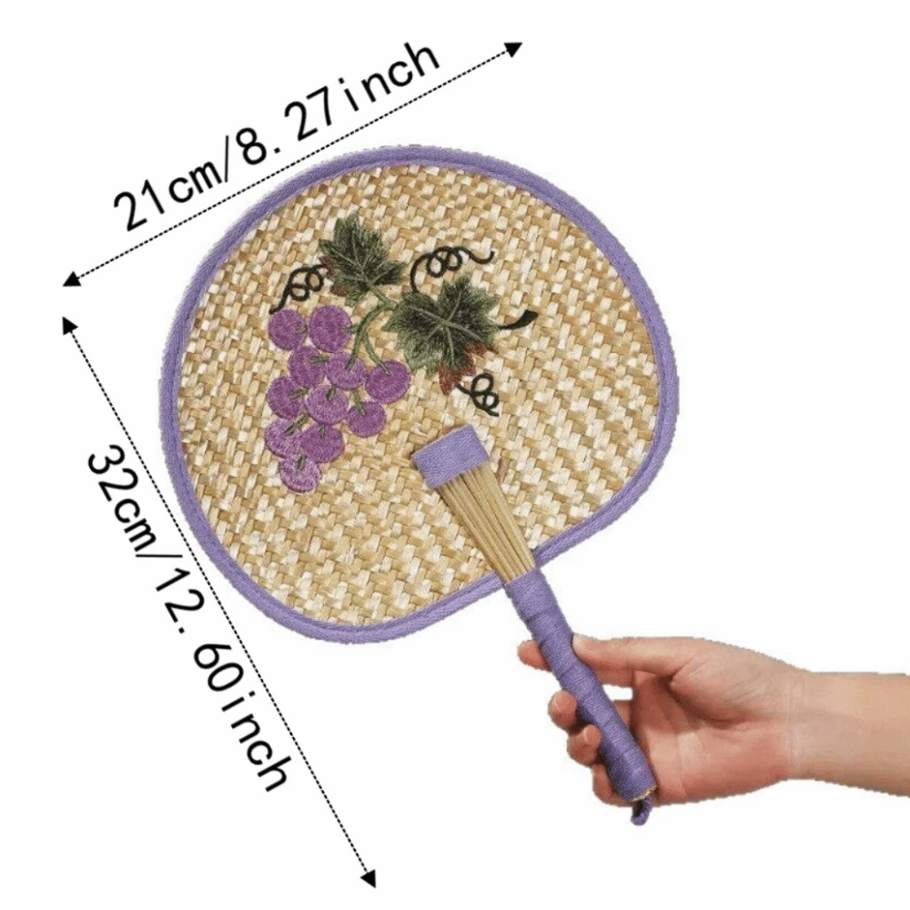 Compact Chinese Style Hand-Woven Fan Retro Portable Cattail Fan Natural Eco-Friendly Hand Braided Fan Home Decor