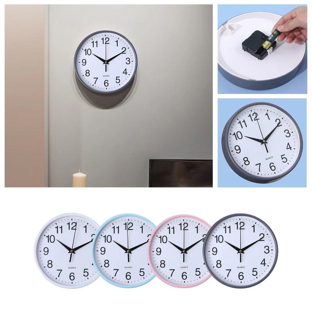 Nordic Battery Operated Hanging Clock 8 Inch Easy-to-read Round Wall Clocks Easy To Install Accurate Scale clock Modern Decoration
