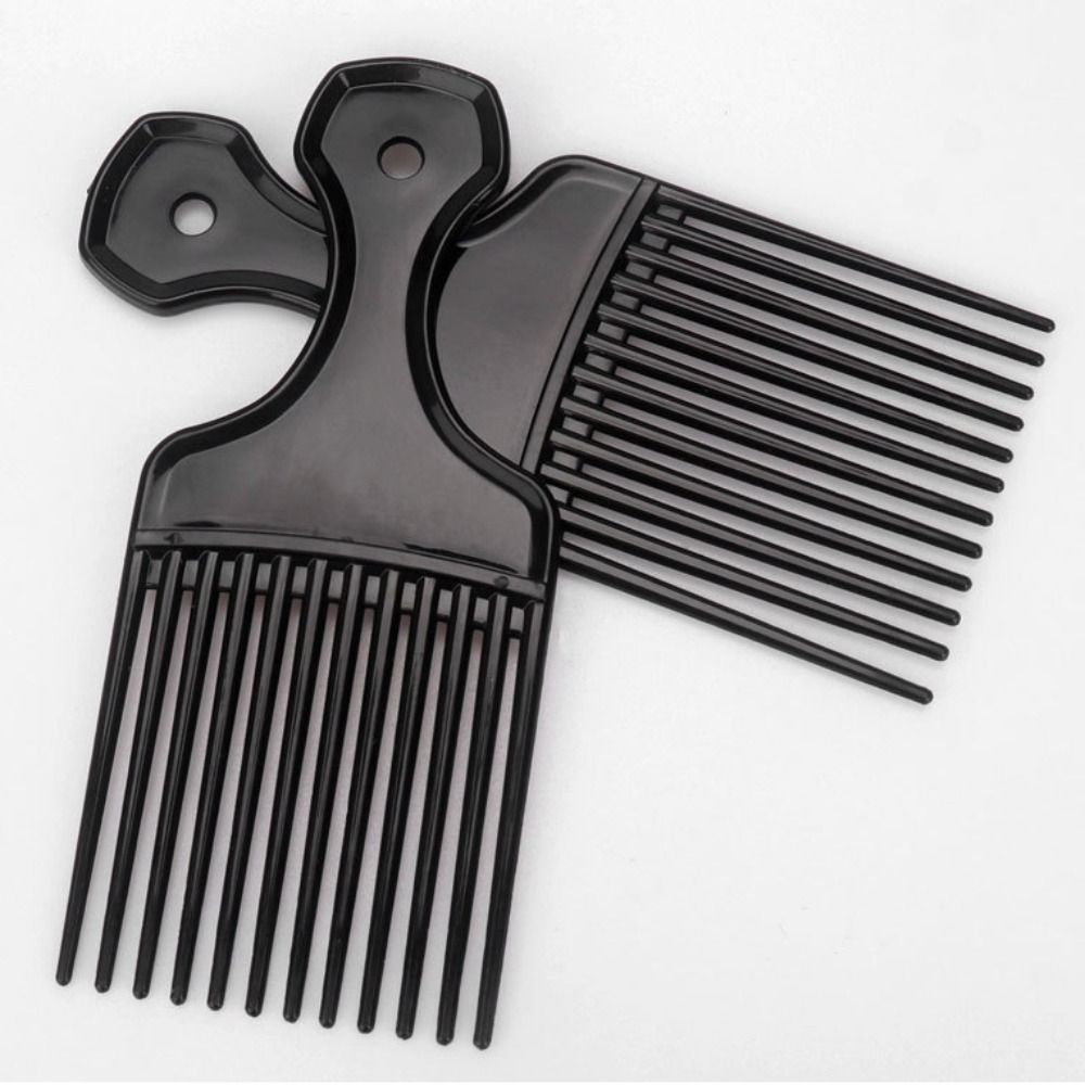 Curly Afro Plastic Fork Hairbrush Wide Insert Hair Combs Anti-Static Black Pick Comb Salon