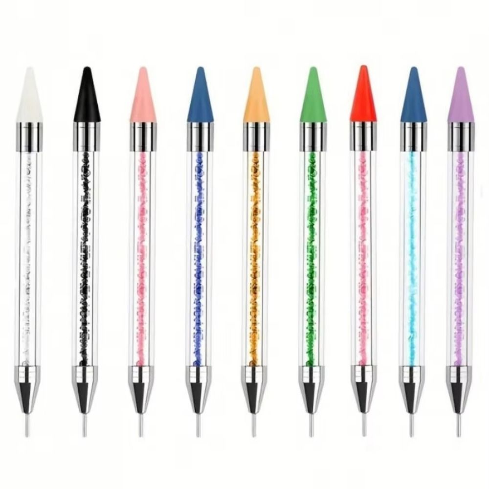New Acrylic Rhinestone Picker Dotting Pen Red Green Blue DIY Decoration Tool Rhinestone Gem Picker Dual Ended Manicure Art Tool Diamond Painting