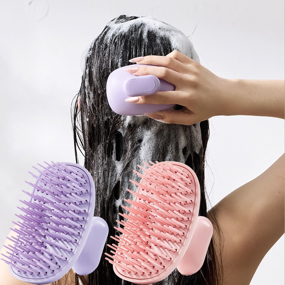 Portable Self Cleaning Silicone Shampoo Brush Soft Dandruff Removal Hair Washing Comb Comfortable Deep Cleaning Scalp Cleaning Scrubber Home Use