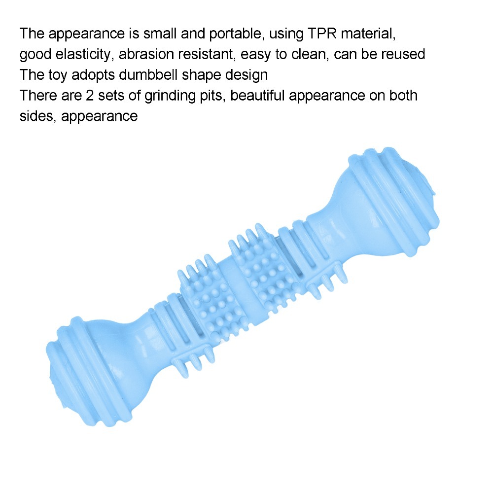 Easy Grip TPR Made Dumbbell Dog Chew Toy Dumbbell Shaped Textured Surface Puppy Teeth Cleaning Toy Bite Tough Flexible Texture Pet Chew Stick Daily Chewing
