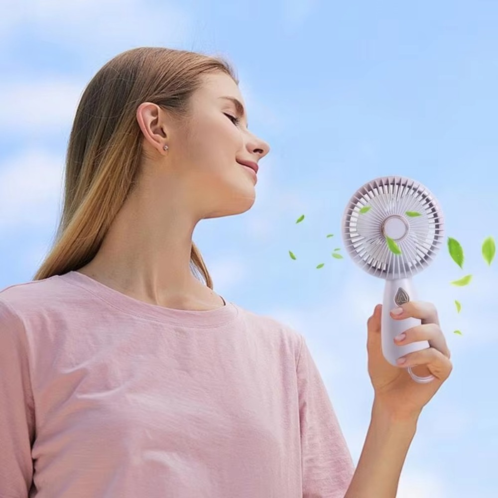 Simple Handheld Mini Handheld Fan Portable with Colorful Light Cooling Fan Creative Durable Mini Electronic Fan Home Decor