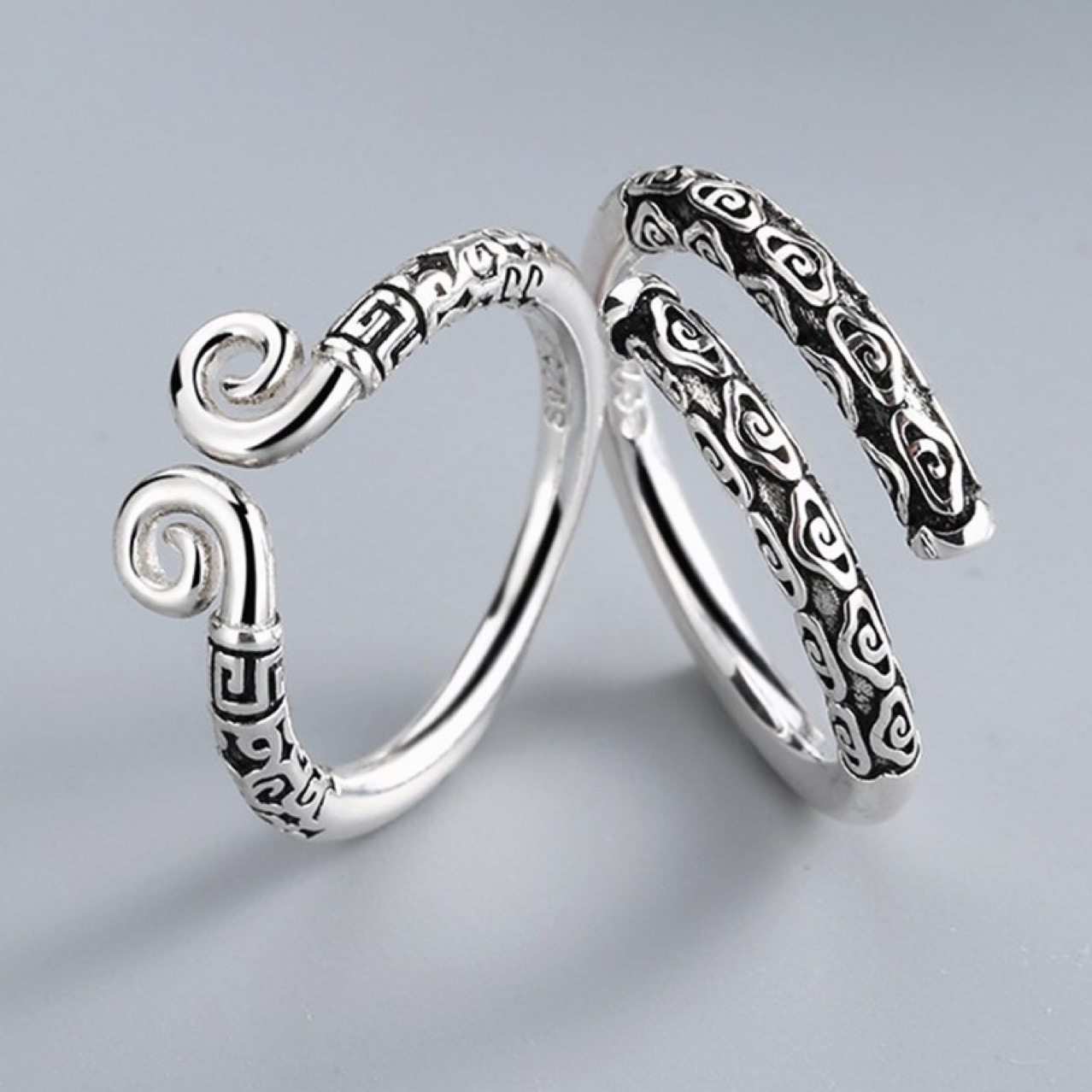 【New Arrivals】Simple Personality Tight Hoop Curse Opening Ring Dahua Westward Journey Gold Hoop Couple Ring Retro Old Ring Women's Jewelry